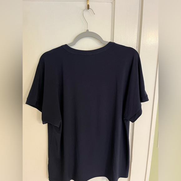 Anne Klein Blue Blouse V-Neck Top - Picture 2 of 3